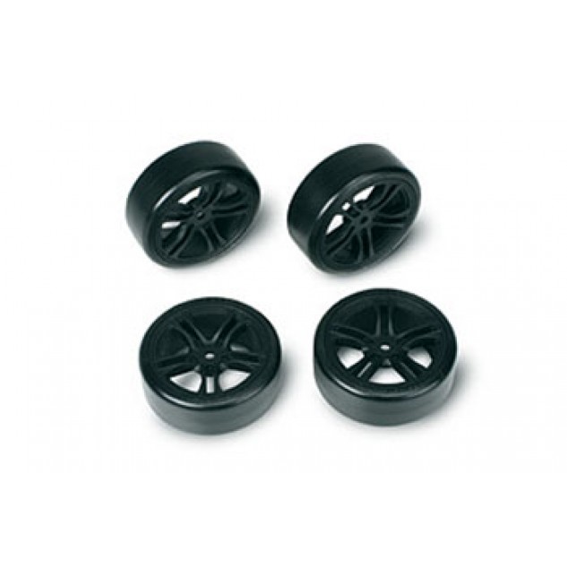 Team Magic E4D Drift Car Mounted Tire 5 Spoke Black 4p