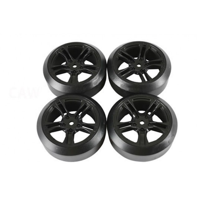 Team Magic E4D Mounted Drift Tire 45 Degree 5 Spoke, Black 4p