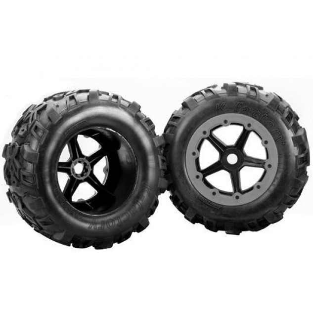 Team Magic E6-3 Mounted Tire 7.1" Size - New 5 spokes wheel 2p