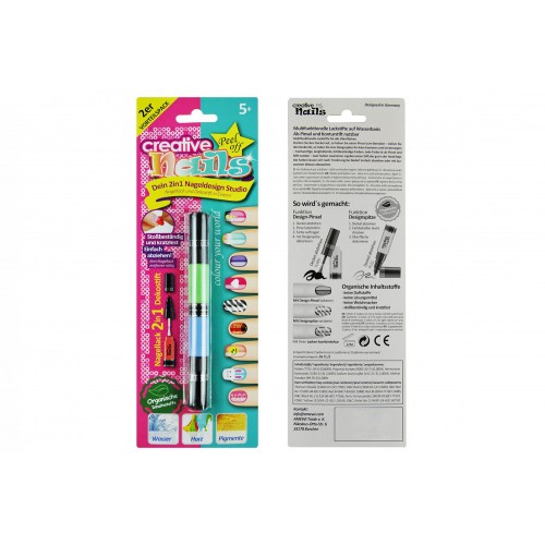 Детский лак-карандаш для ногтей Malinos Creative Nails на водной основе (2 цвета зелёный + голубой)