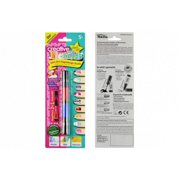 Детский лак-карандаш для ногтей Malinos Creative Nails на водной основе (2 цвета малиновый + синий)