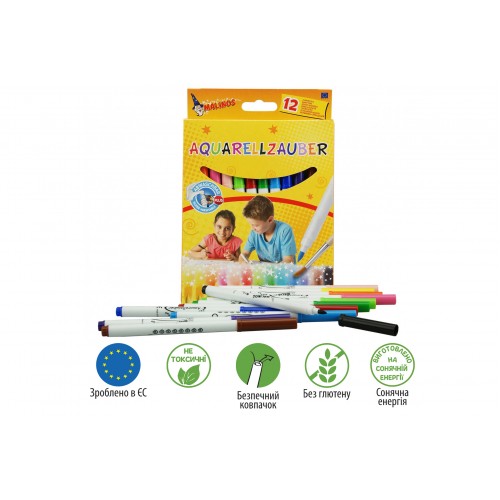 Акварельные фломастеры MALINOS Aquarellzauber на водной основе 12 шт