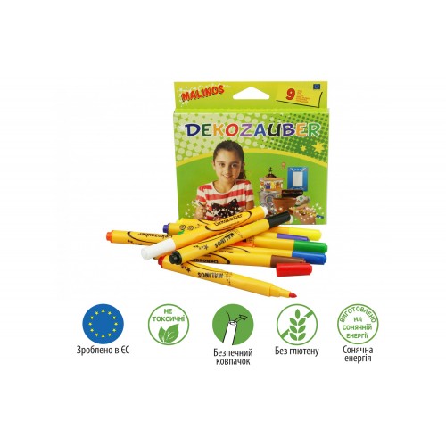 Фломастеры для декорирования MALINOS Dekozauber нестираемые 9 (8+1) шт