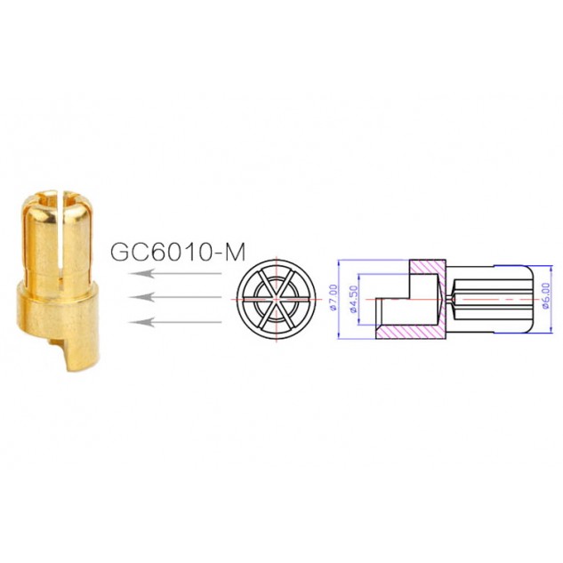 Коннекторы силовые AMASS PLUG 6.0MM Male 3шт