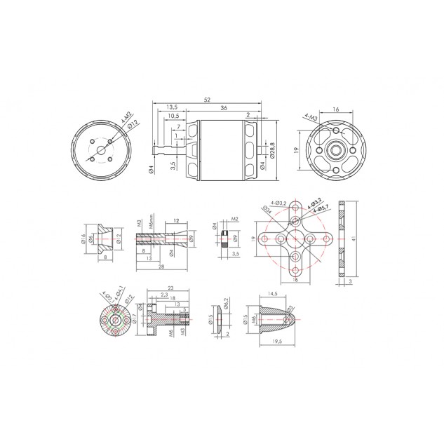 Мотор T-Motor AT2317 KV880 2-4S 350W для самолетов