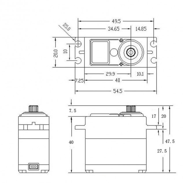 Сервопривод стандарт 60г DSServo DS3225 24,5кг/0,165сек 25T цифровой