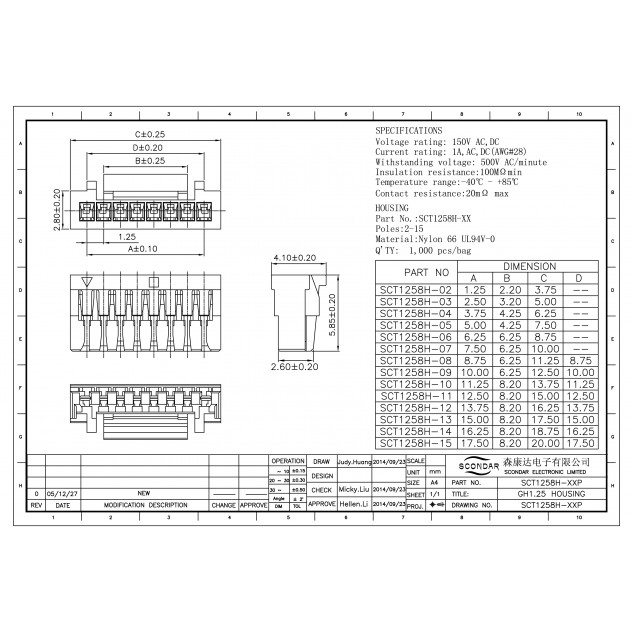 Кабель 15см с одним коннектором Micro JST GH 1.25мм F (3 pin)