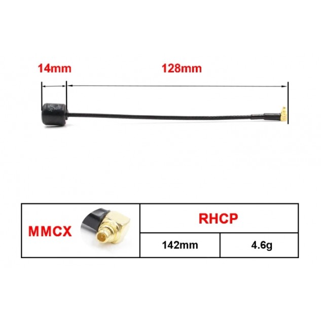 Антенна 5.8GHz Maple 2dB MMCX RHCP 140 мм