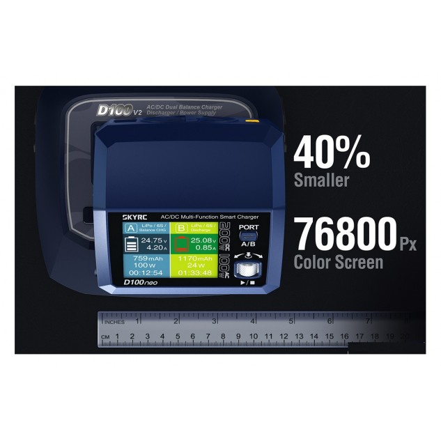 Зарядное устройство дуо SkyRC D100neo 100W/200W с/БП универсальное (SK-100199)