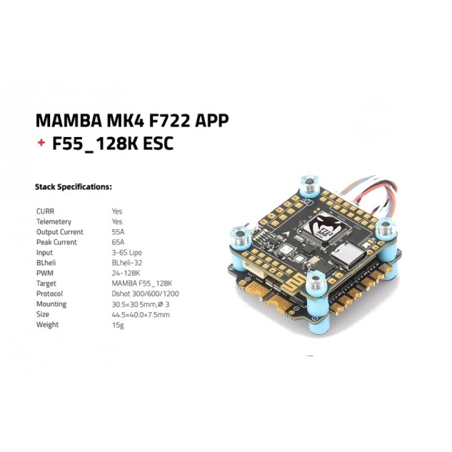 Комбо стек Diatone MAMBA MK4 F722APP ICM42688 F55_128K 6S