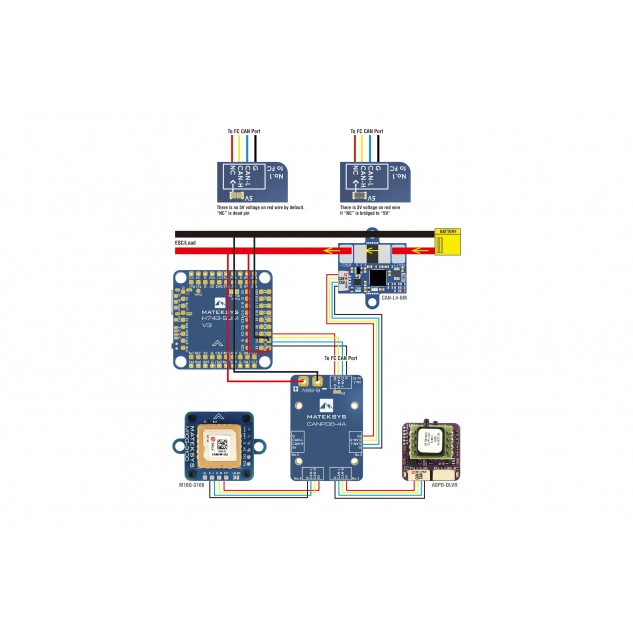 Плата распределения питания Matek CANPDB-4A JST-GH