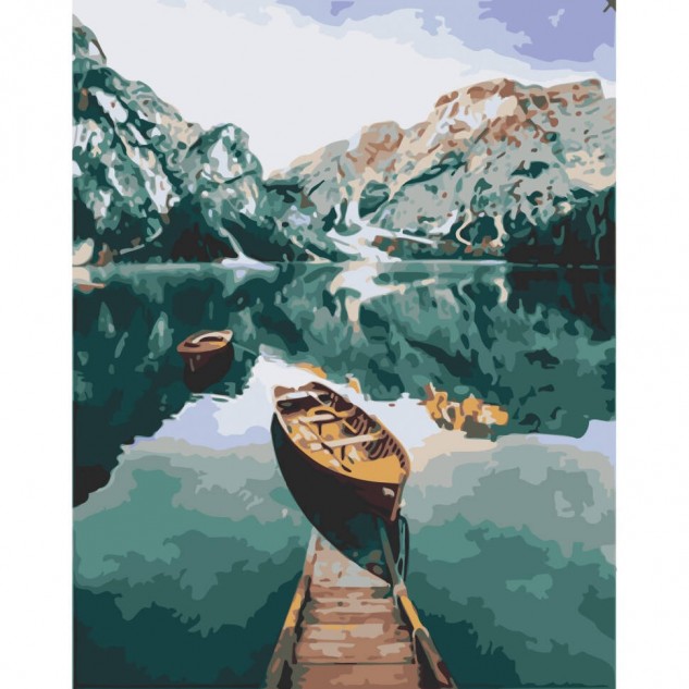 Картина за номерами "Човен у фіордах" лак 40*50см термопакет ТМ ART Craft