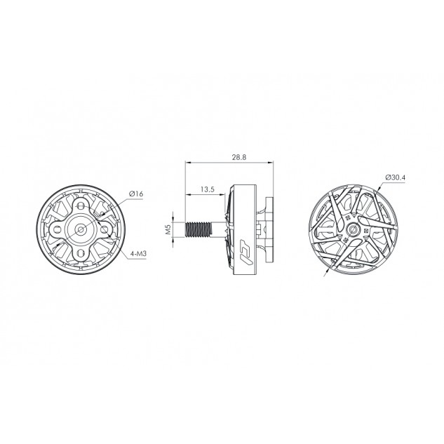 Мотор T-Motor P2505 1850KV 4-6S для коптеров (красный)