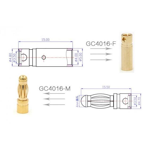 Коннекторы силовые AMASS PLUG 4.0MM Male 3шт