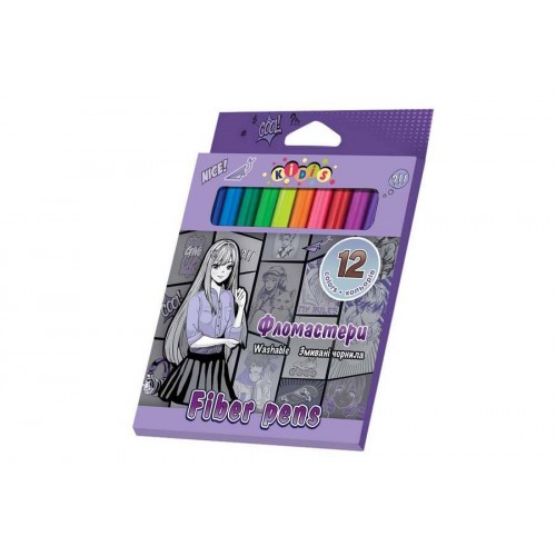 Фломастери 12 кольорів в картонній коробці Anime в кор. 14*12см