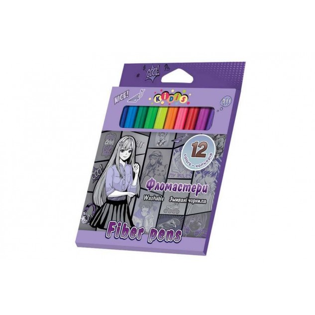 Фломастери 12 кольорів в картонній коробці Anime в кор. 14*12см