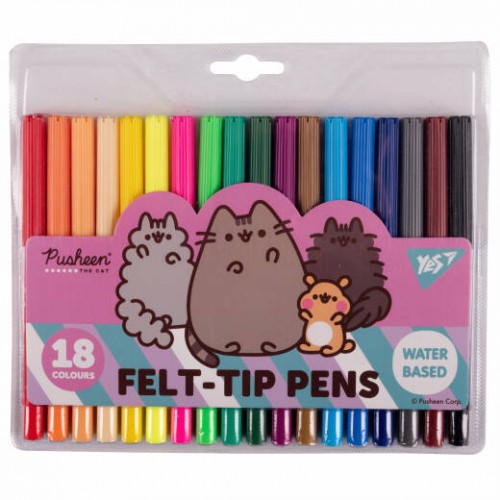 Фломастери 18 кольорів Pusheen friends . 19*14*1см ТМ Yes
