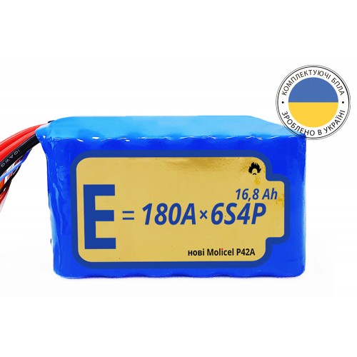 Аккумуляторная сборка 6S4P Energy Life 16800 мАч Moliсel 21700-P42A Li-Ion 10AWG без коннектора (001