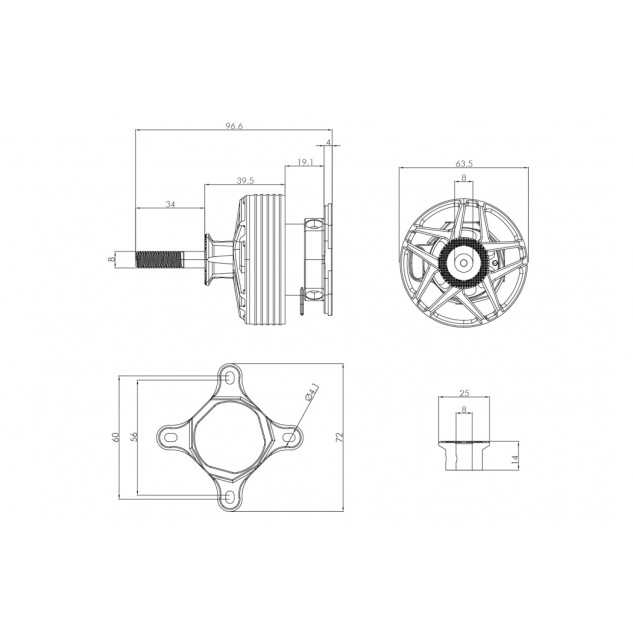 Мотор T-Motor AM600 KV555 1700W 6S