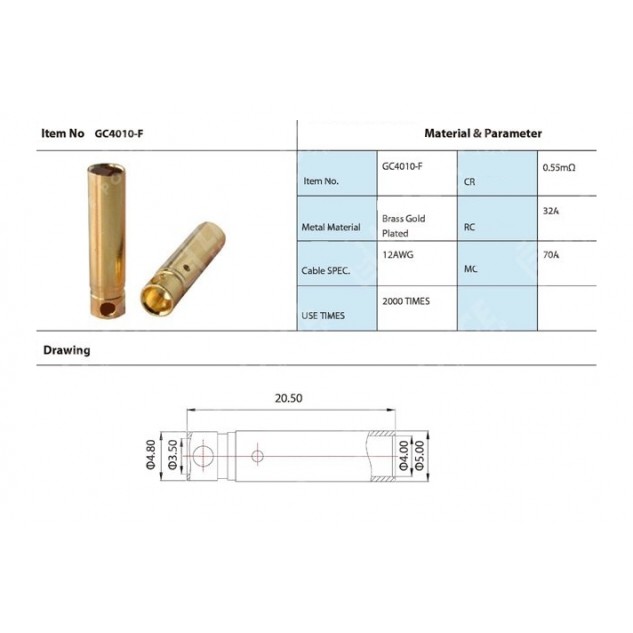1000 шт - Коннекторы AMASS GC4010 4.0MM Female