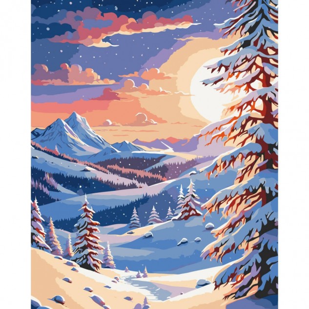 Картина за номерами Зима в горах 40*50см в термопакеті ТМ ART Craft