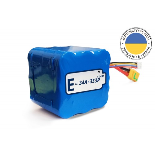 Аккумуляторная сборка 3S3P Energy Life 11400 мАч 26650-JGNE3800 LiFePO4 10AWG XT90S-F (001)