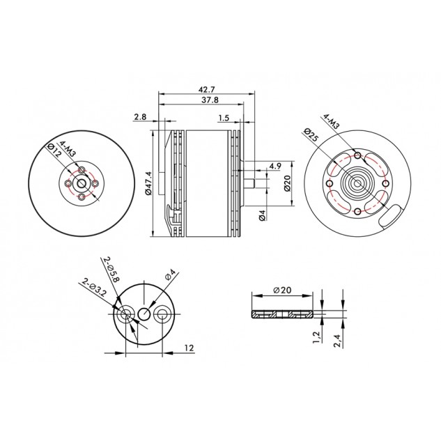 Мотор T-Motor MN4116 KV450 для мультикоптеров