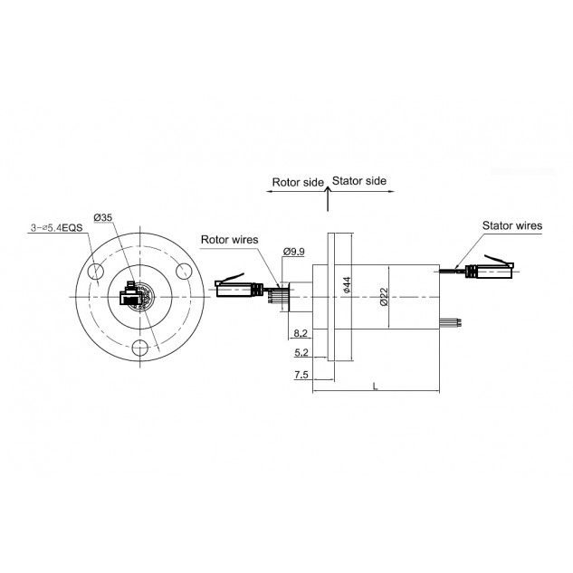 Контактное кольцо Moflon ME1221-P0304-S10 22мм 1xETH+3x4A+10x2A