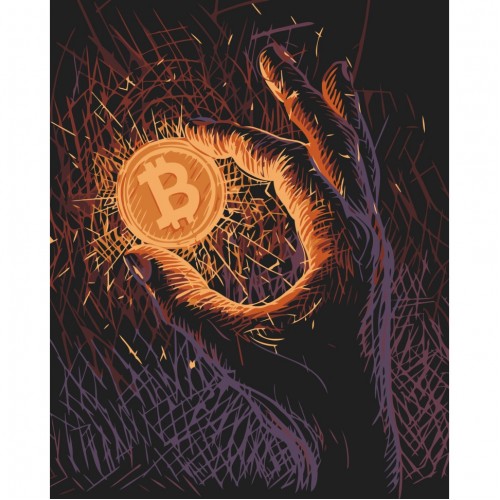Картина за номерами "Біткоін" лак 40*50см, термопакет, ТМ ART Craft, Україна