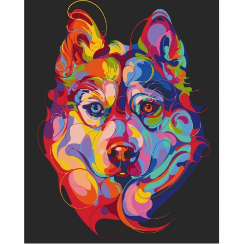 Картина за номерами "Кольоровий пес" лак 40*50см, термопакет, ТМ ART Craft, Україна