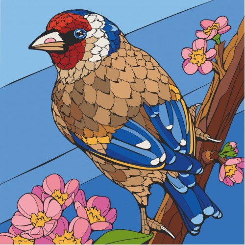 Картина за номерами "Щиголь" лак 30*30см, термопакет, ТМ ART Craft, Україна