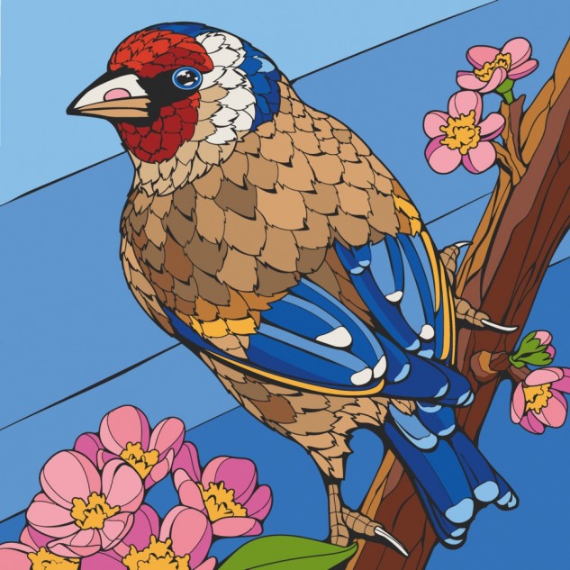 Картина за номерами "Щиголь" лак 30*30см, термопакет, ТМ ART Craft, Україна