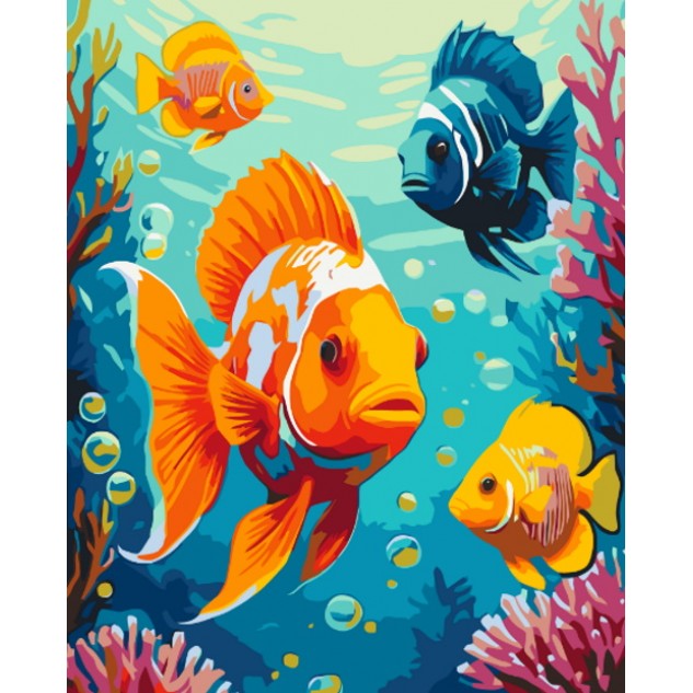 Картина за номерами "Яскраві рибки" лак 40*50см, термопакет, ТМ ART Craft, Україна