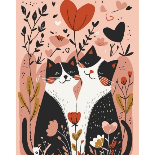 Картина за номерами "Котяче кохання" лак 40*50см, термопакет, ТМ ART Craft, Україна
