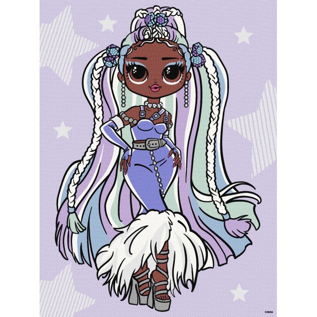 Картина за номерами  для дітей "L.O.L. Surprise! O.M.G. Fashion show Lady Braids" зі стразами 30*40с