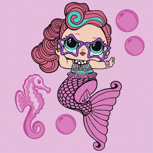 Картина за номерами  для дітей "L.O.L. Surprise! Mermaids Waves" 40*40см, термопакет, ТМ Ідейка, Укр
