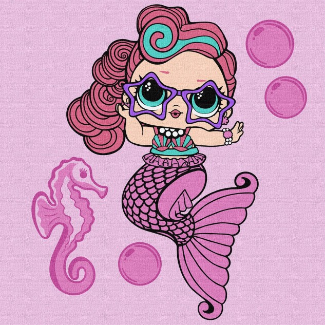 Картина за номерами  для дітей "L.O.L. Surprise! Mermaids Waves" 40*40см, термопакет, ТМ Ідейка, Укр