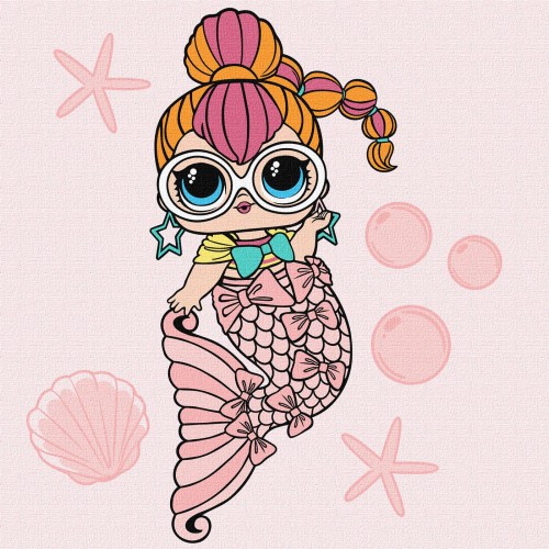 Картина за номерами  для дітей "L.O.L. Surprise! Mermaids Neon QT" 40*40см, термопакет, ТМ Ідейка, У