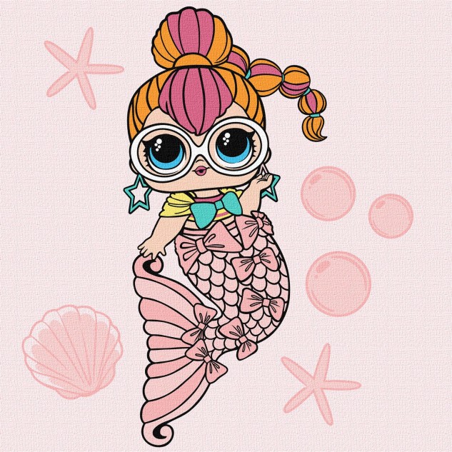 Картина за номерами для дітей "L.O.L. Surprise! Mermaids Neon QT" 40*40см, термопакет, ТМ Ідейка, У