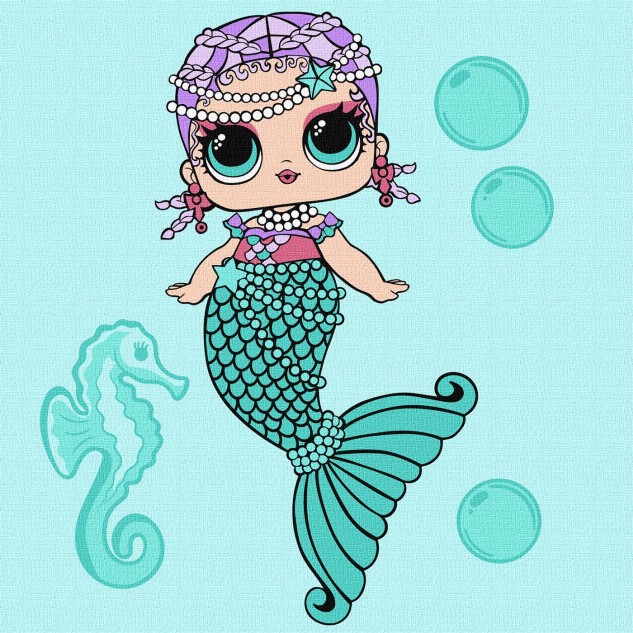Картина за номерами  для дітей "L.O.L. Surprise! Mermaids Merbaby" 40*40см, термопакет, ТМ Ідейка, У