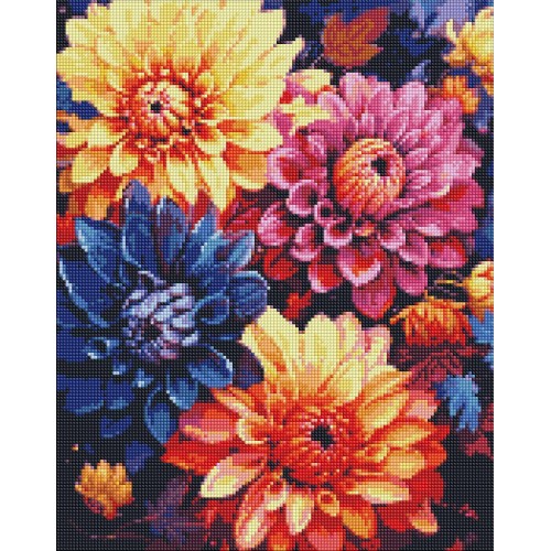 Алмазна мозаїка "Барвисті жоржини" 40х50см, в термопакеті, ТМ Ідейка, Україна