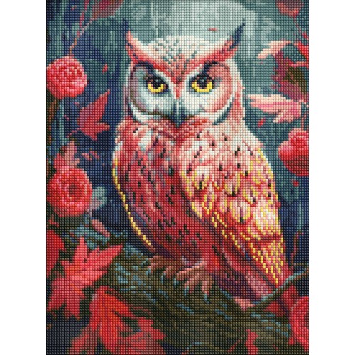 Алмазна мозаїка "Барвиста совушка" з АВ стразами 30х40см, термопакет, ТМ Ідейка, Україна
