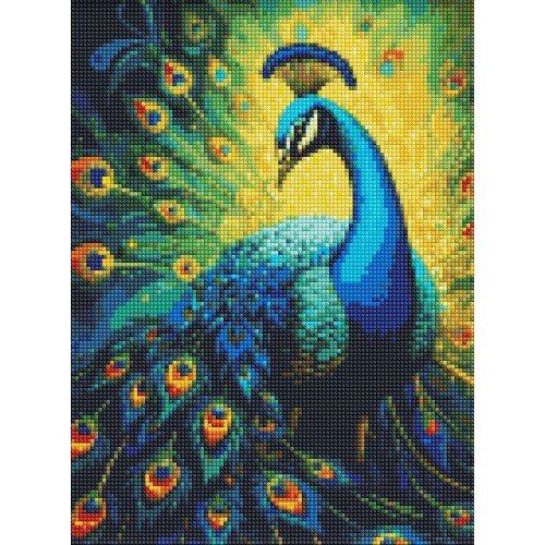 Алмазна мозаїка "Витончений павич" з АВ стразами 30*40см, термопакет, ТМ Ідейка, Україна