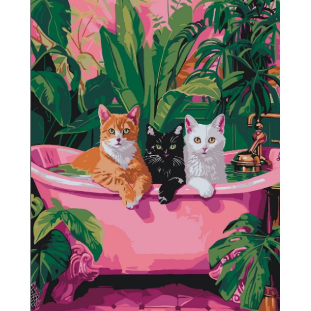 Картина за номерами "Коти у ванні" лак 40*50см, термопакет, ТМ ART Craft