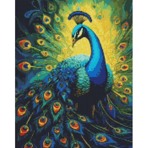 Алмазна мозаїка "Витончений павич" з АВ стразами 40х50см, термопакет, ТМ Ідейка