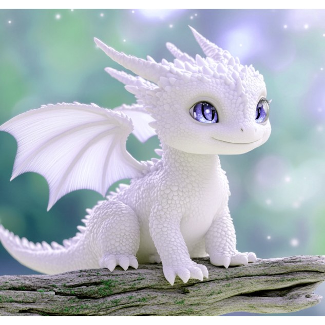 Алмазна мозаїка "Білий дракон", 20*20см, на рамці, в кор. 21*21*2,5см, ТМ Dreamtoys