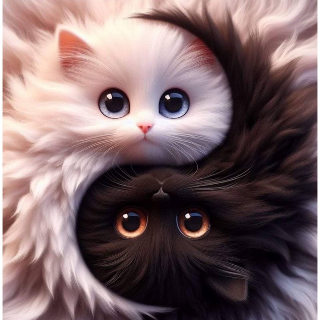 Алмазна мозаїка "Котяча гармонія: Інь-Ян", 20*20см, на рамці, в кор. 21*21*2,5см, ТМ Dreamtoys