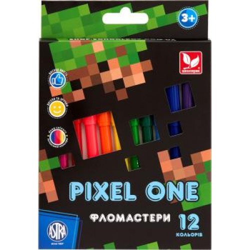 Фломастери Pixel One 12 кольорів, в кор. 18*12,5см, ТМ Школярик