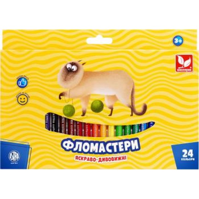 Фломастери 24 кольори, в кор. 26*18см, ТМ Школярик