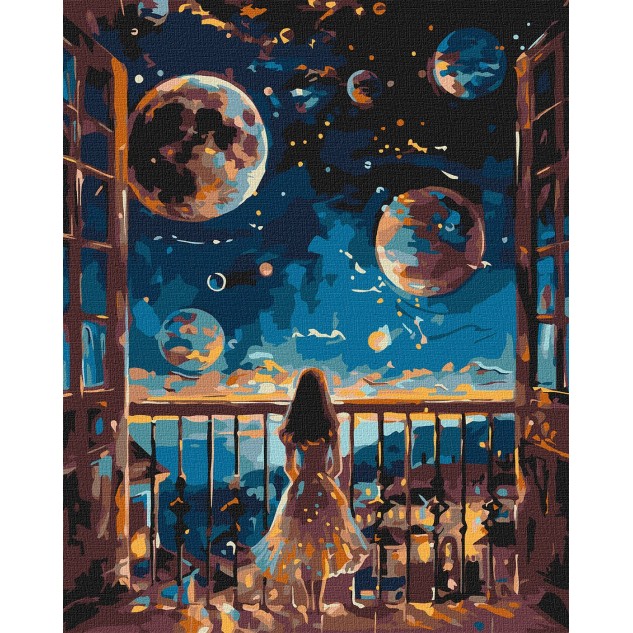 Картина за номерами "Мрійлива ніч" 40х50см, термопакет, ТМ Ідейка